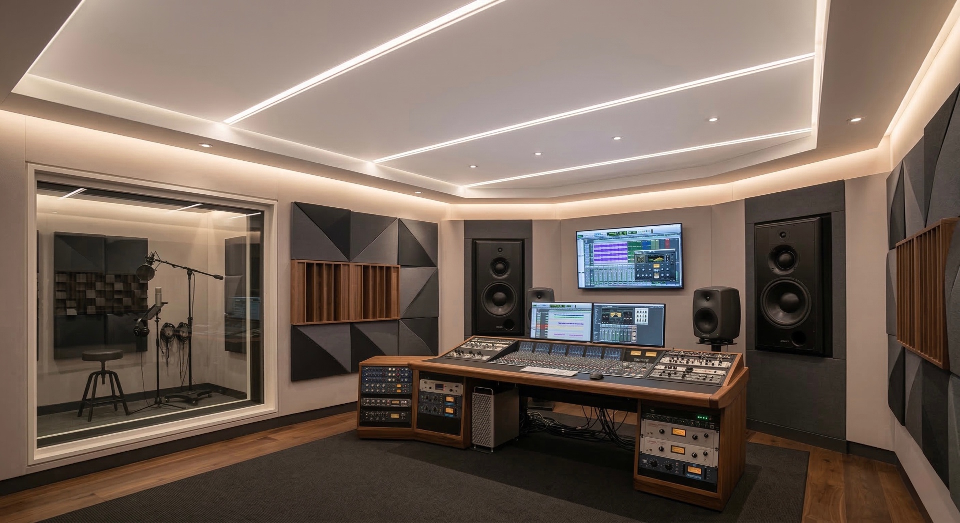 Acoustic ceiling in recording studio