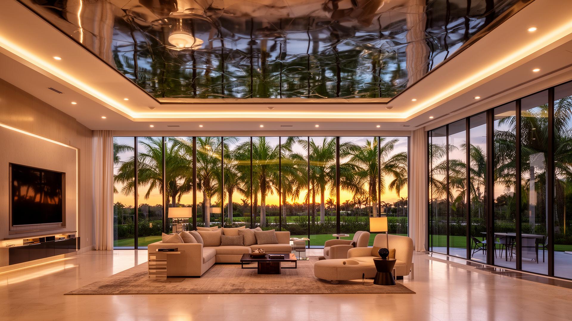 High gloss stretch ceiling installation Fort Myers Florida