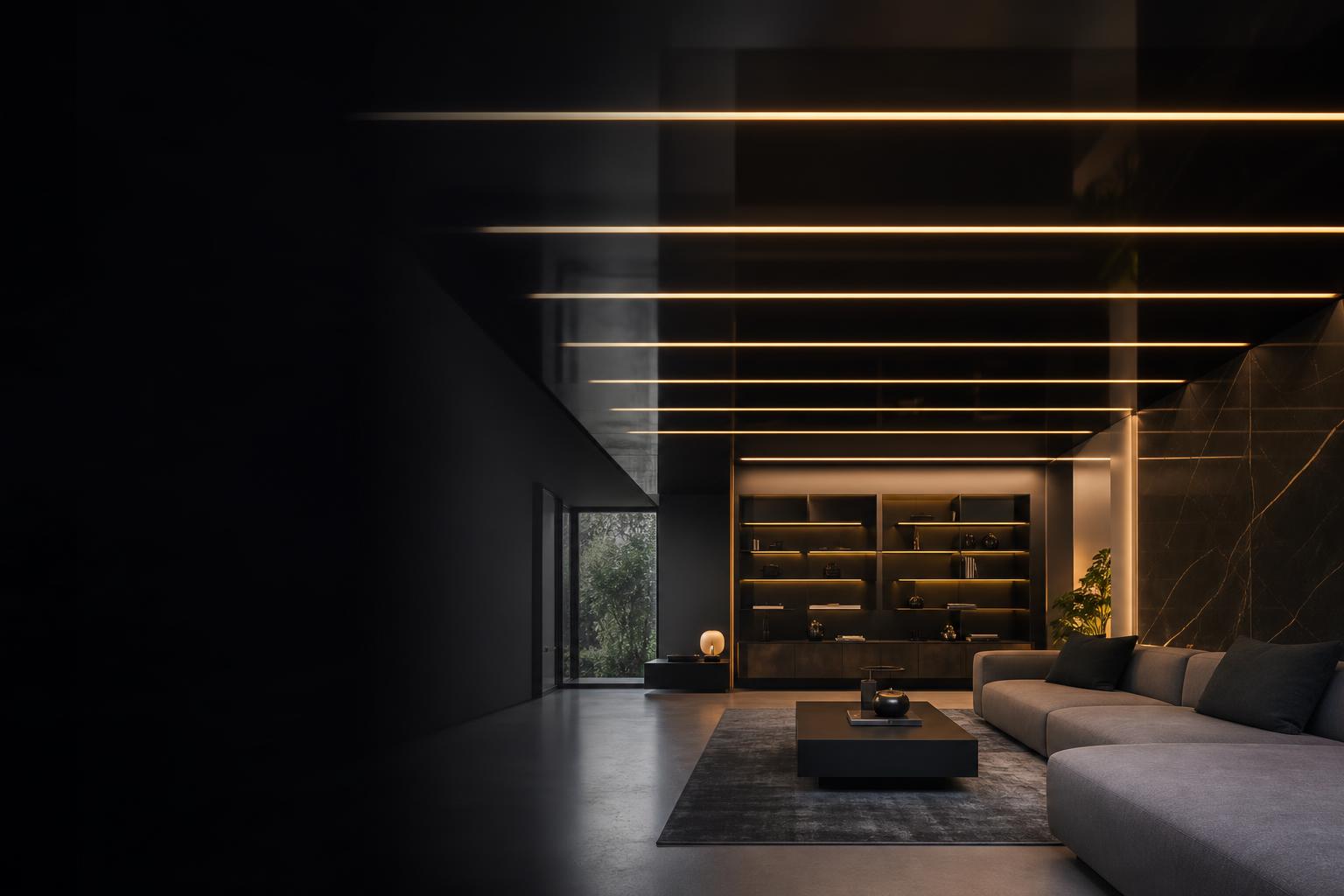 Architectural stretch ceiling installation in South Florida luxury interior