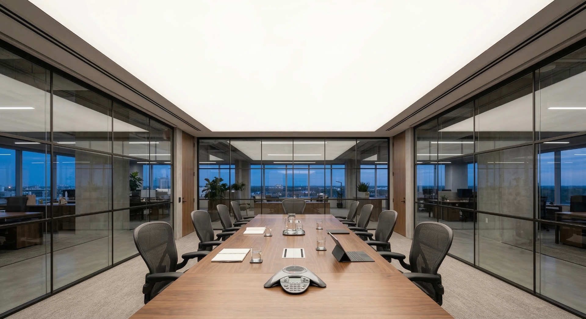 Luminous ceiling in commercial conference room