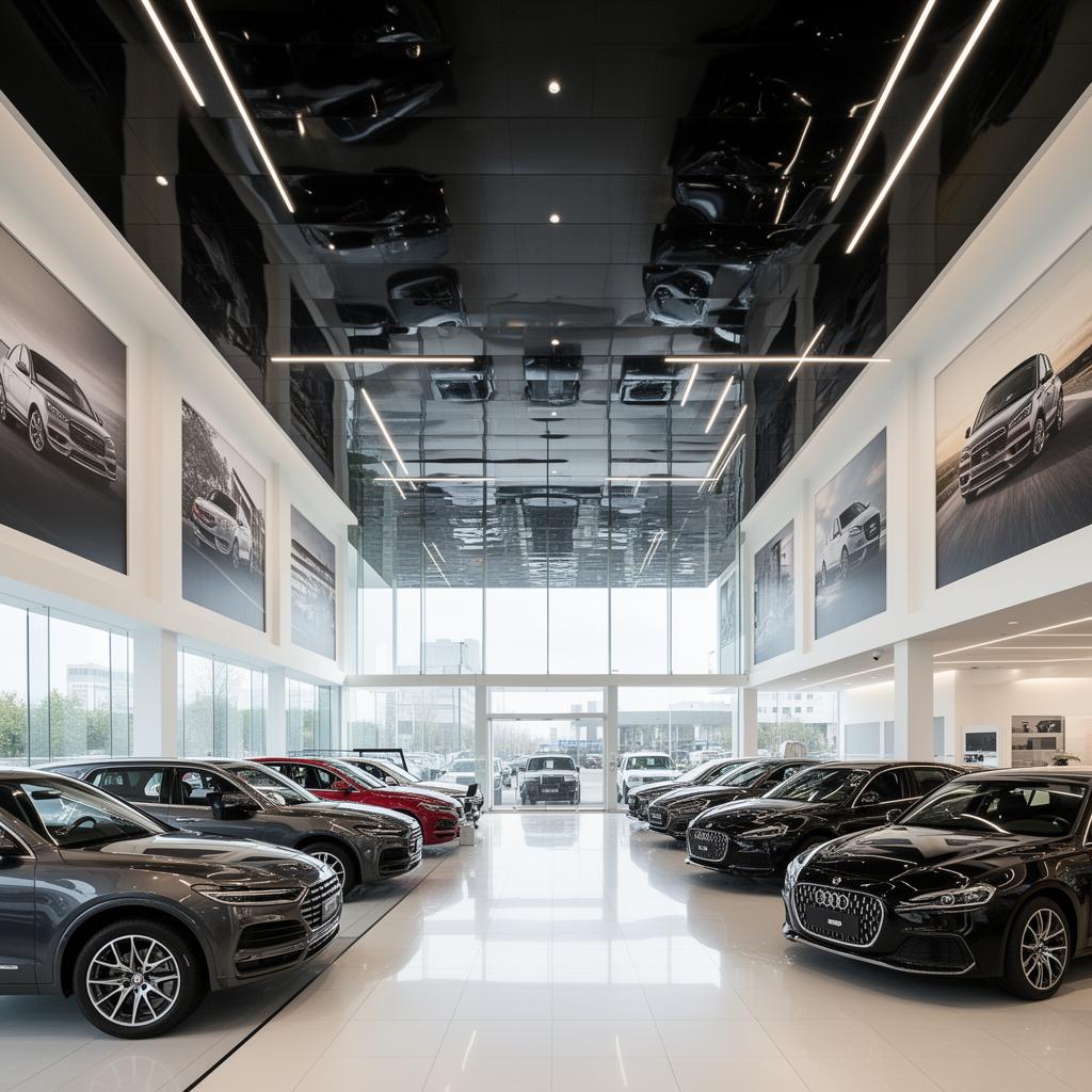 Showrooms stretch ceiling design