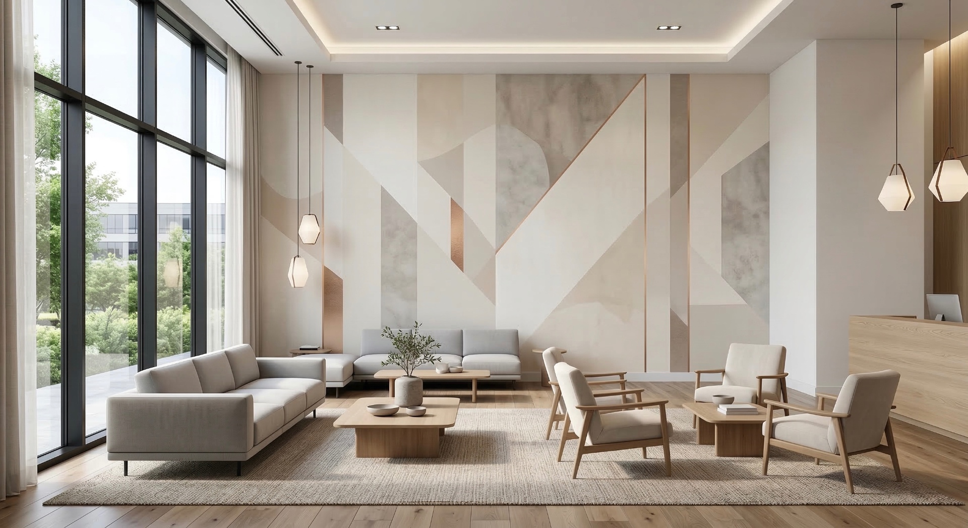 Custom pre-printed wall coverings in modern interior